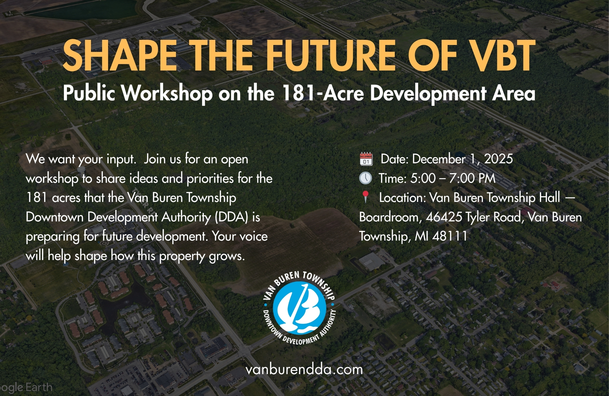 Public workshop at 5 pm, December 1, at Township Hall.